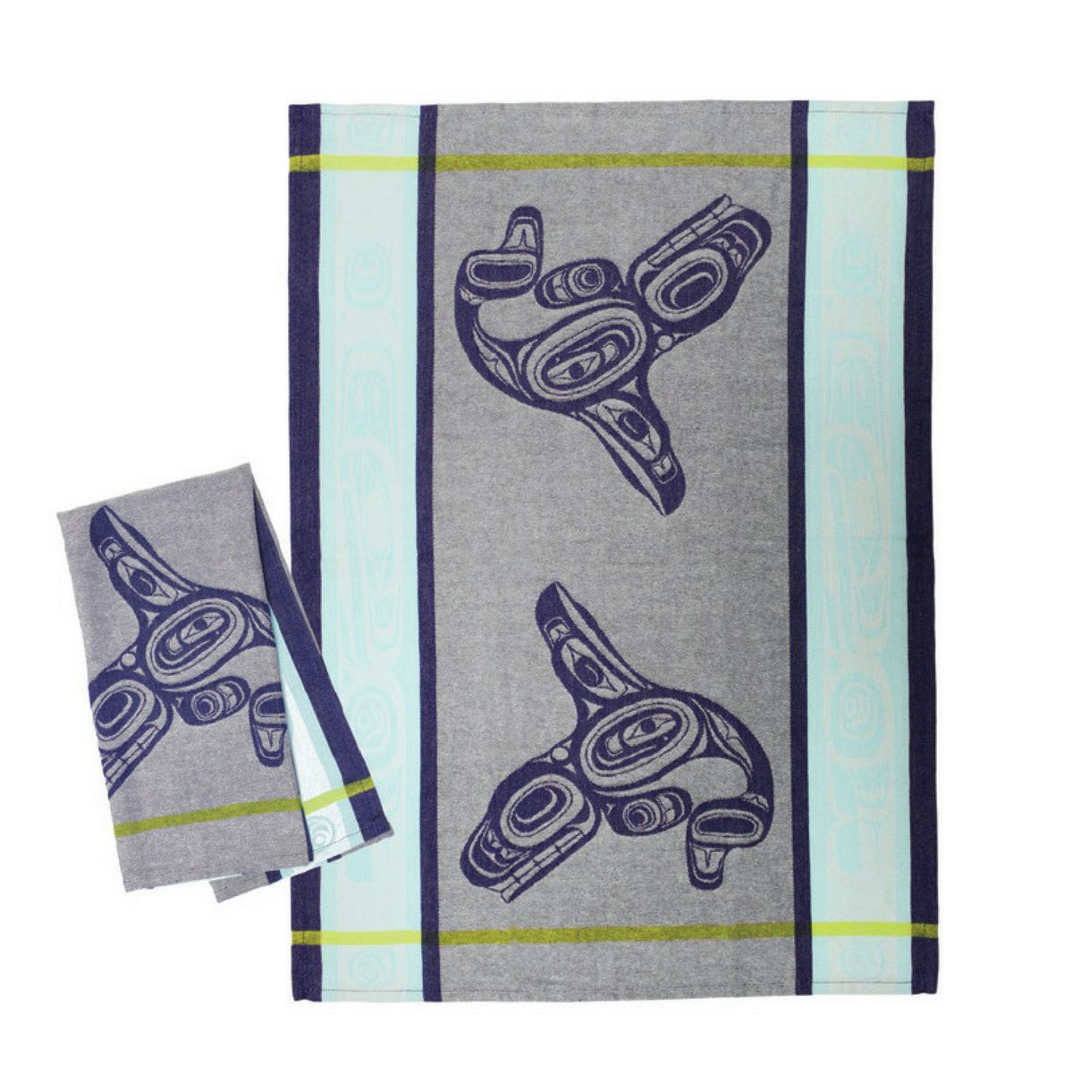 Tea Towel E Swanson Whale - Tea Towel E Swanson Whale -  - House of Himwitsa Native Art Gallery and Gifts