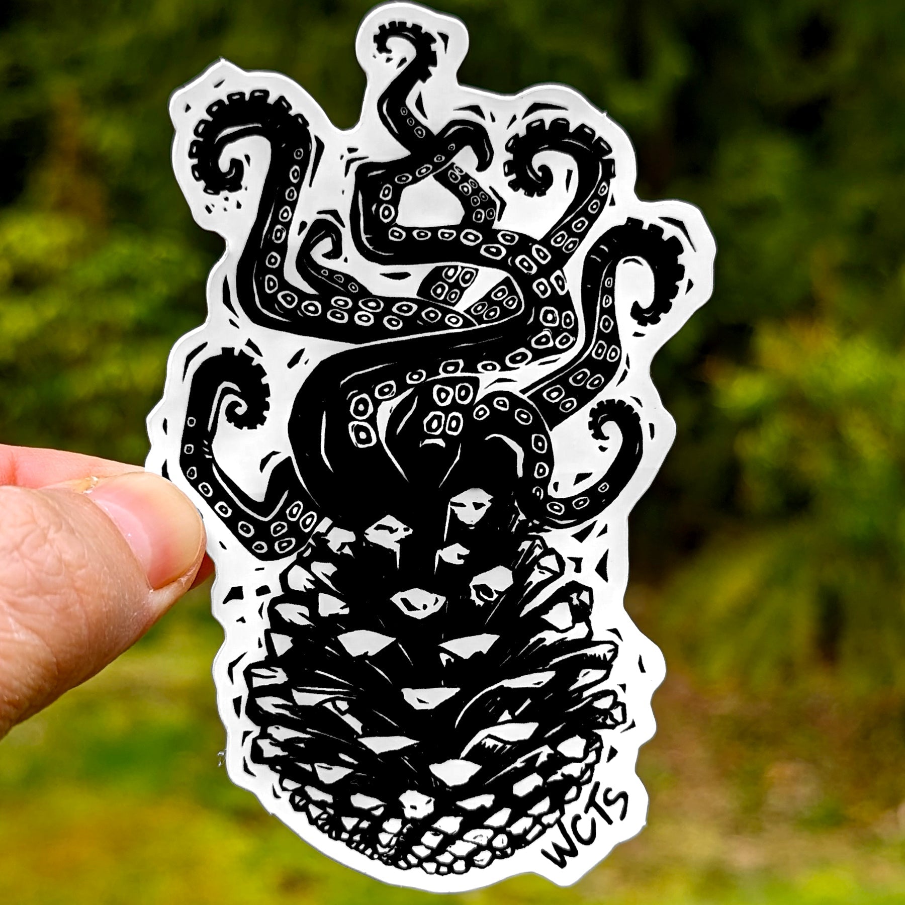 Westcoastees Pine Cone Octopus Sticker - Westcoastees Pine Cone Octopus Sticker -  - House of Himwitsa Native Art Gallery and Gifts