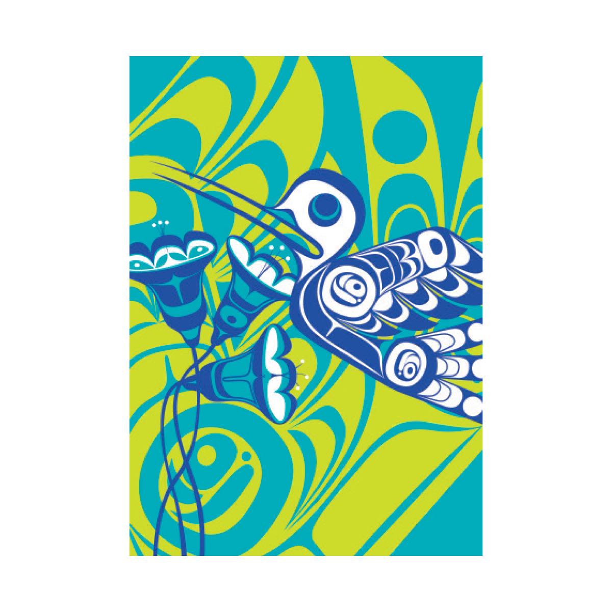 Postcard KJ Hummingbird - Postcard KJ Hummingbird -  - House of Himwitsa Native Art Gallery and Gifts