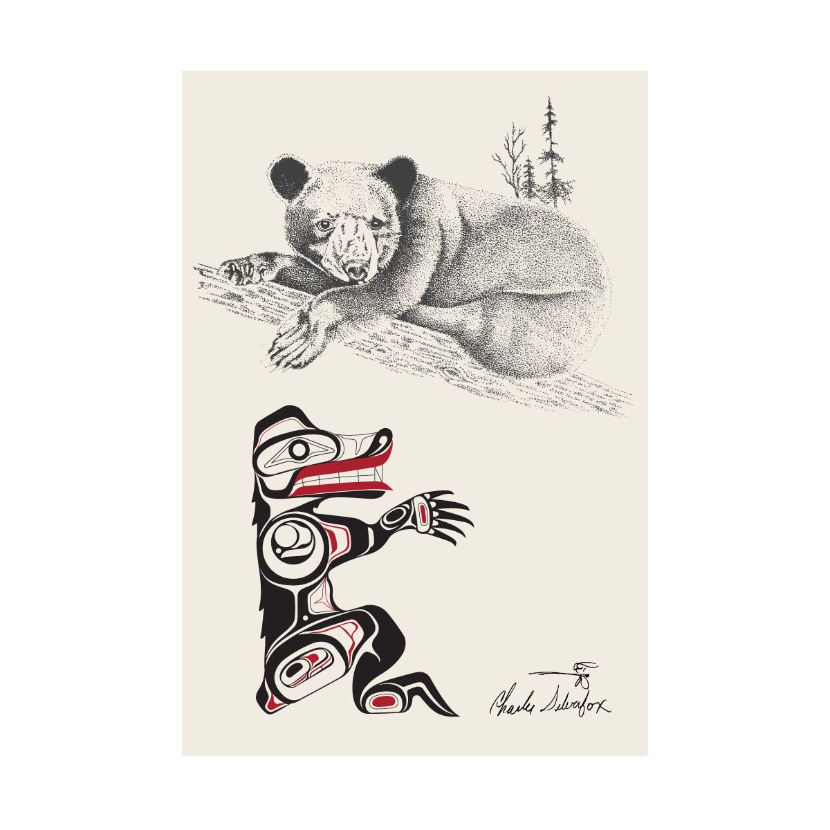 Postcard Charles Silverfox Bear - Postcard Charles Silverfox Bear -  - House of Himwitsa Native Art Gallery and Gifts