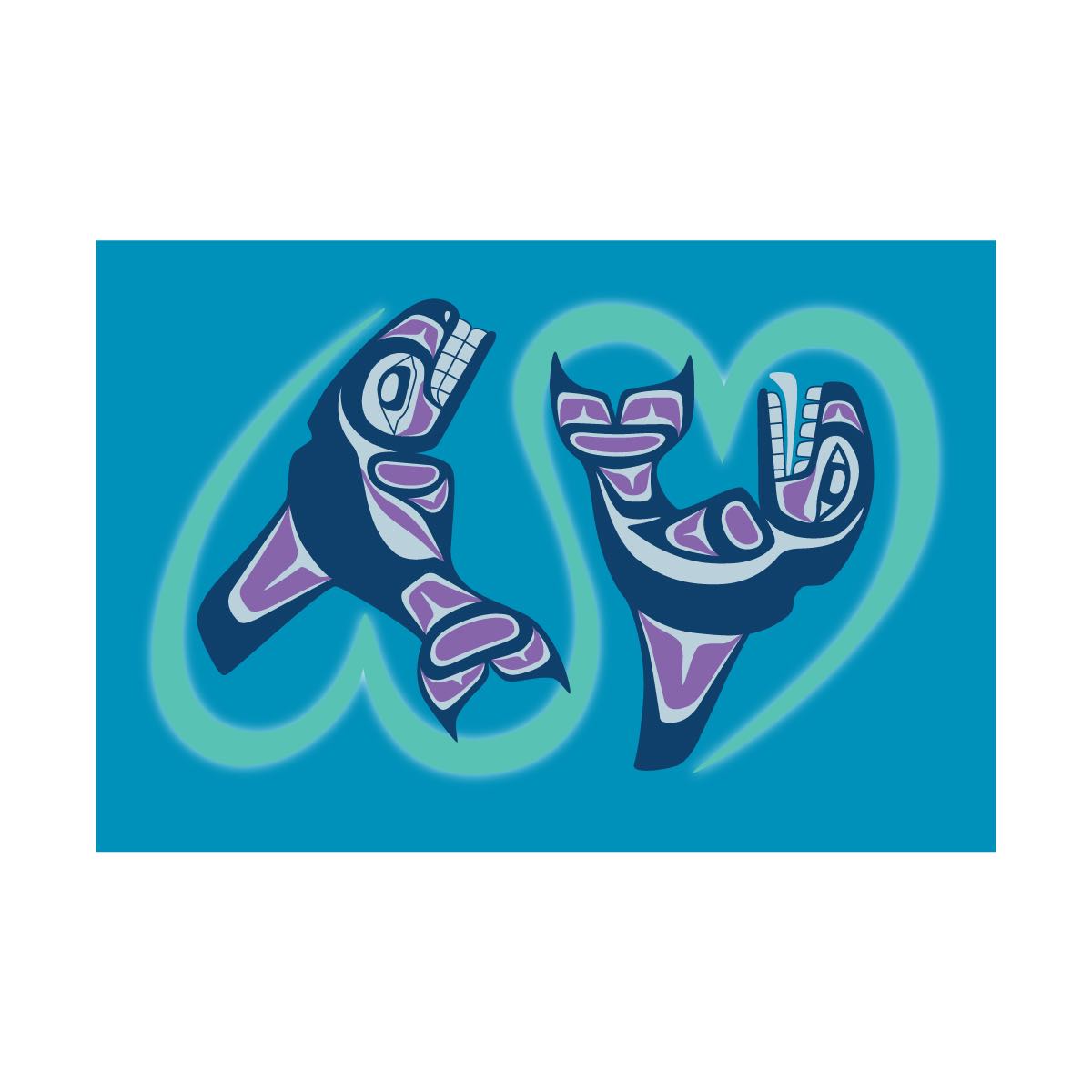 *Postcard PW Whales - *Postcard PW Whales -  - House of Himwitsa Native Art Gallery and Gifts