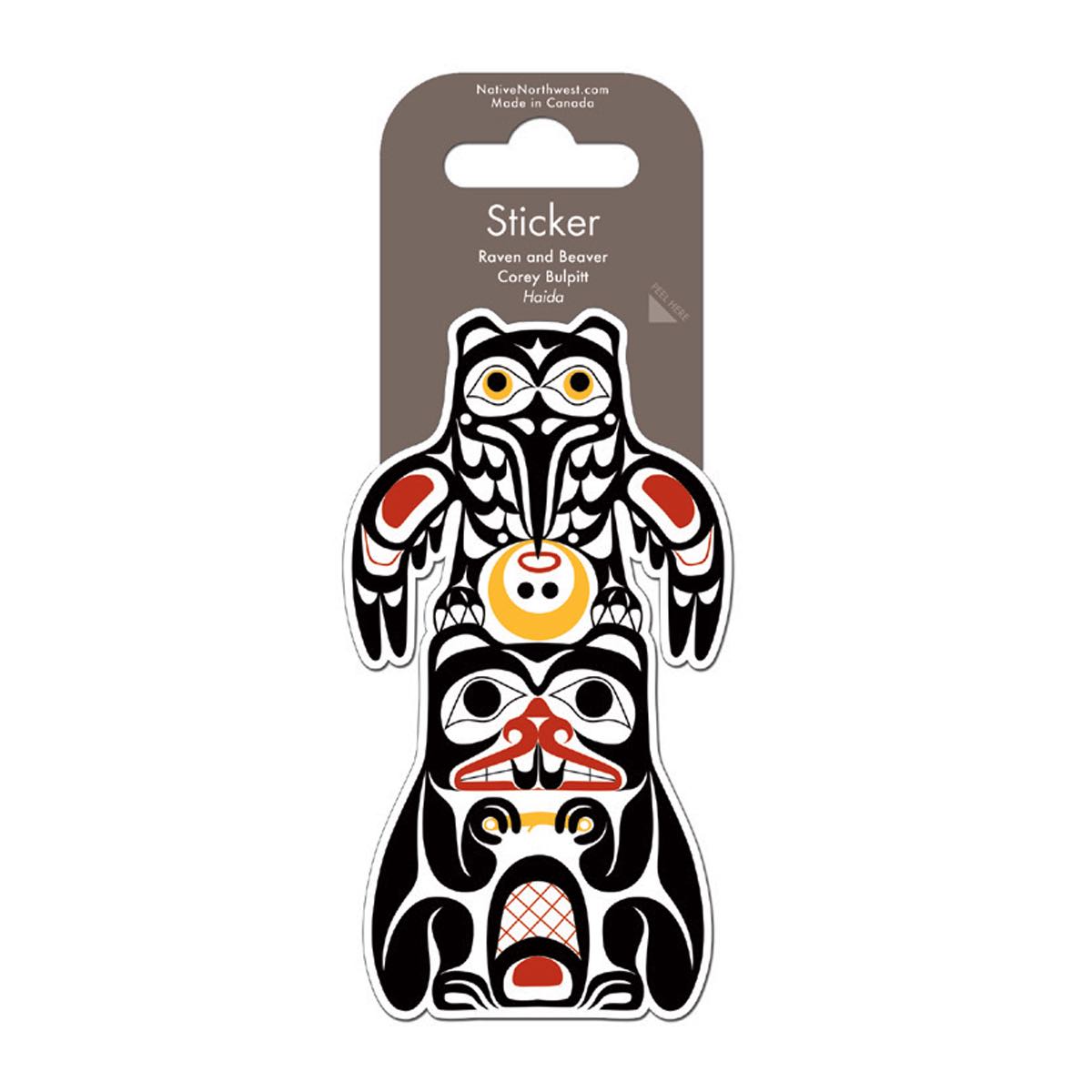 Sticker Corey Bulpitt Raven/Beaver - Sticker Corey Bulpitt Raven/Beaver -  - House of Himwitsa Native Art Gallery and Gifts