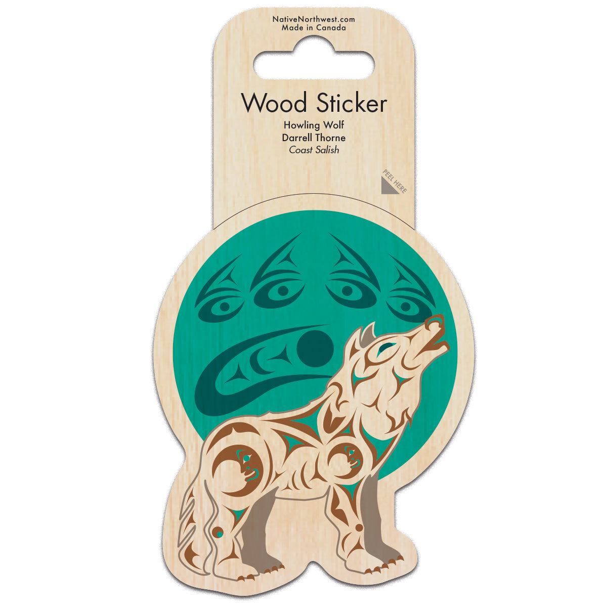 Wood Sticker Howling Wolf - Wood Sticker Howling Wolf -  - House of Himwitsa Native Art Gallery and Gifts