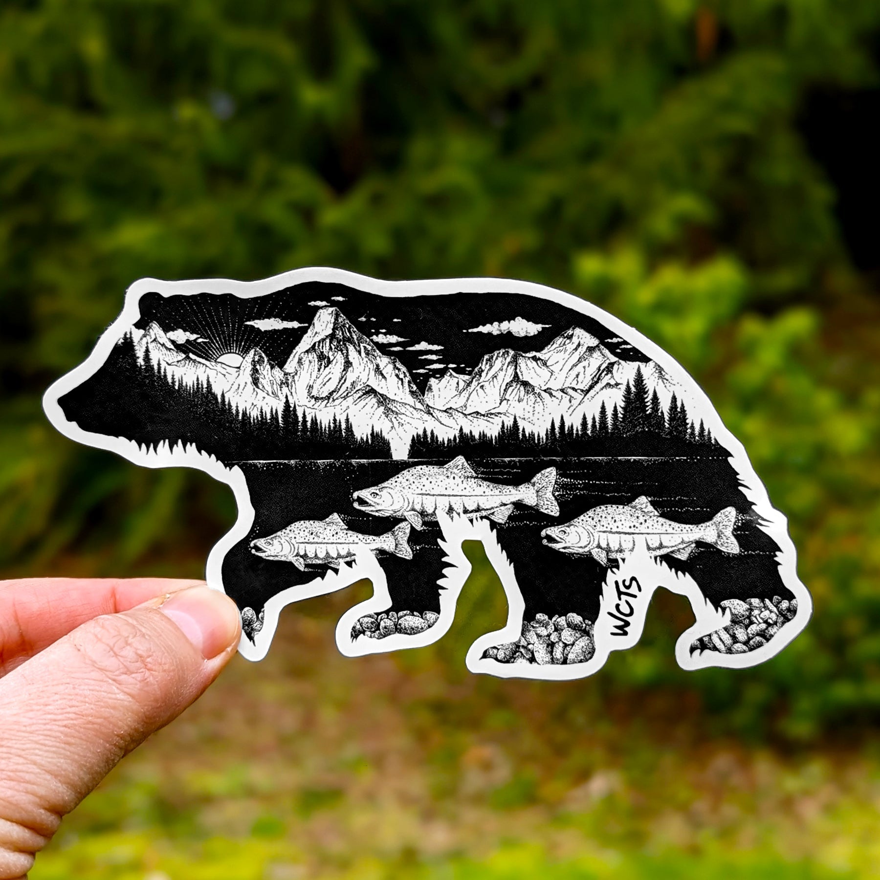 Westcoastees Salmon Bear Sticker - Westcoastees Salmon Bear Sticker -  - House of Himwitsa Native Art Gallery and Gifts