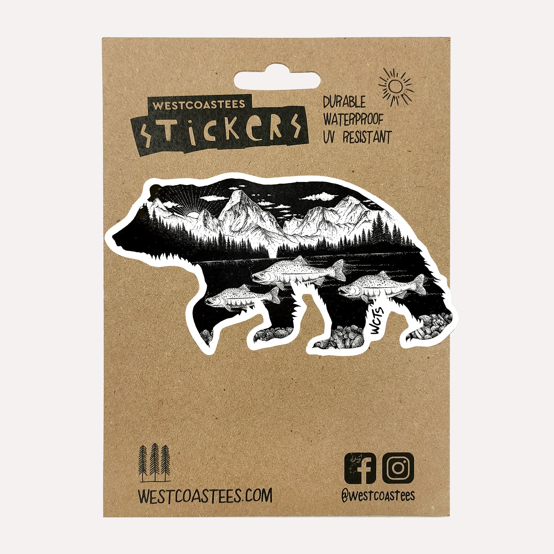 Westcoastees Salmon Bear Sticker - Westcoastees Salmon Bear Sticker -  - House of Himwitsa Native Art Gallery and Gifts